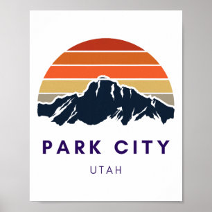 Póster Park City Utah Skowboard Hikers Utah Gif