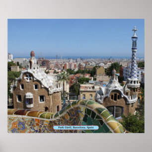 Póster Park Güell, Barcelona, España