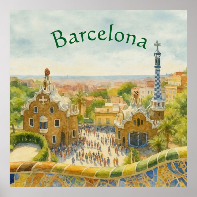 Póster Park Güell in Barcelona, Spain (Frente)
