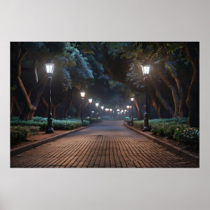 Póster Park Path de Lamplight - Poster de la noche de Ser