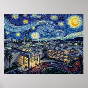 Póster Park Plaza Mall Noche Estrellada Paisaje de Terror