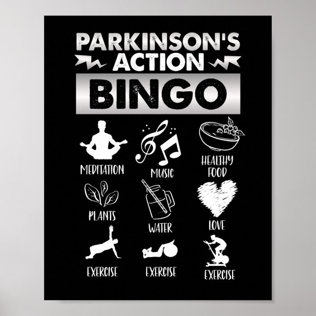 Póster Parkinsons Acción Bingo Parkinsons Enfermedad (Frente)