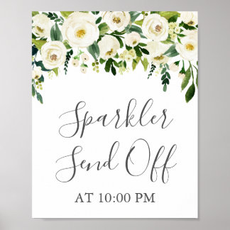 Póster Parkler verde de flores blancas despide Poster de