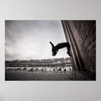 Póster Parkour pared del atleta de San Marco Square Venic