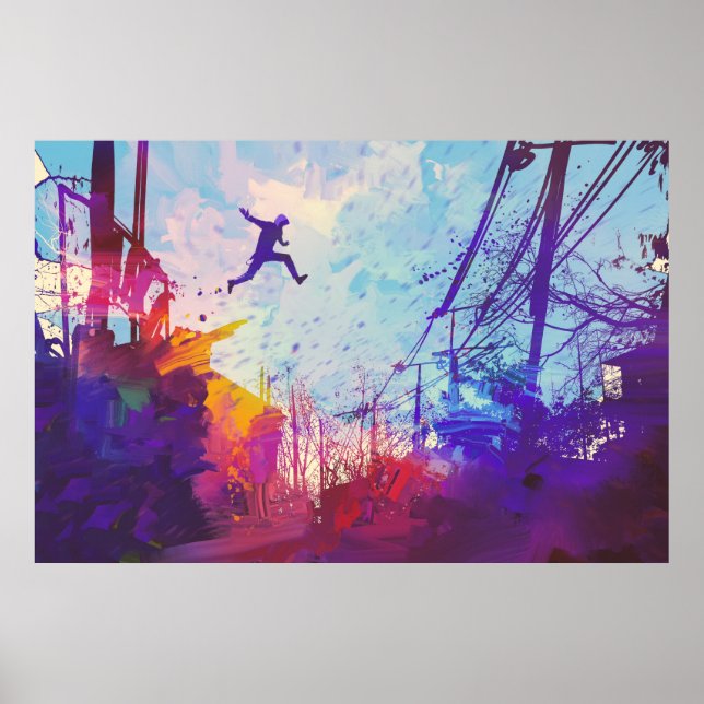 Póster Parkour Urban Free Running Freestyling Moderno Art (Frente)