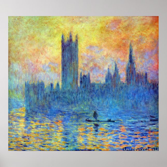 Póster Parlamento de Londres en invierno de Claude Monet (Frente)
