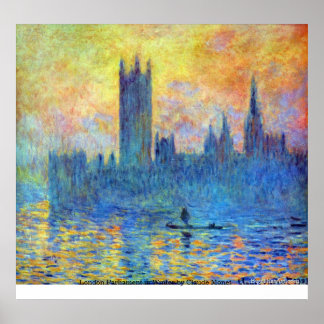 Póster Parlamento de Londres en invierno, por Claude Mone