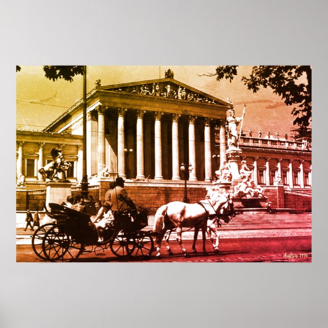 Póster Parlamento de Viena Austria Vintage (Frente)