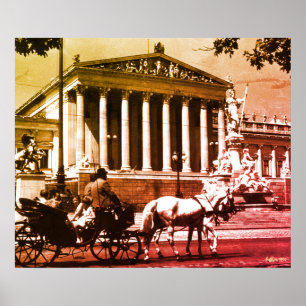 Póster Parlamento de Viena Austria Vintage