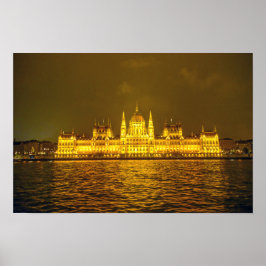 Póster Parlamento húngaro, Budapest, Hungría de noche