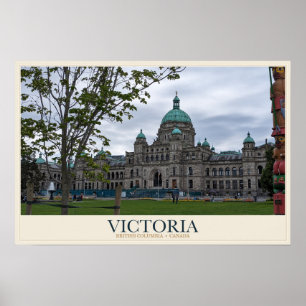 Póster Parlamento y puerto de Victoria