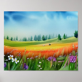 Póster Paro de color de agua escénico