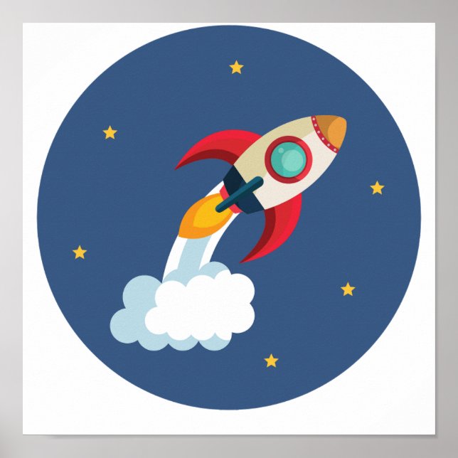 Póster Paro del lanzador espacial en círculo (Frente)