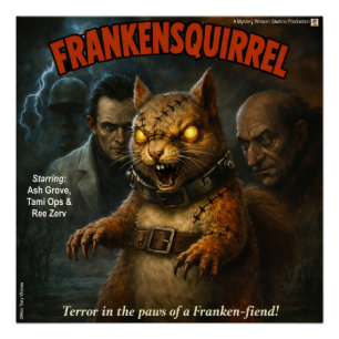 Póster Parodia Clásica de Película de Frankensquirrel