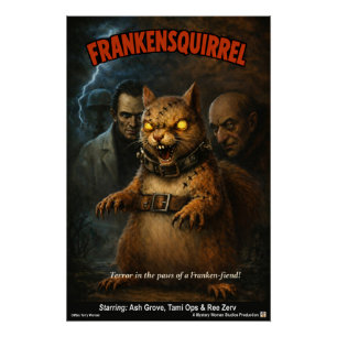 Póster Parodia Clásica de Película de Frankensquirrel
