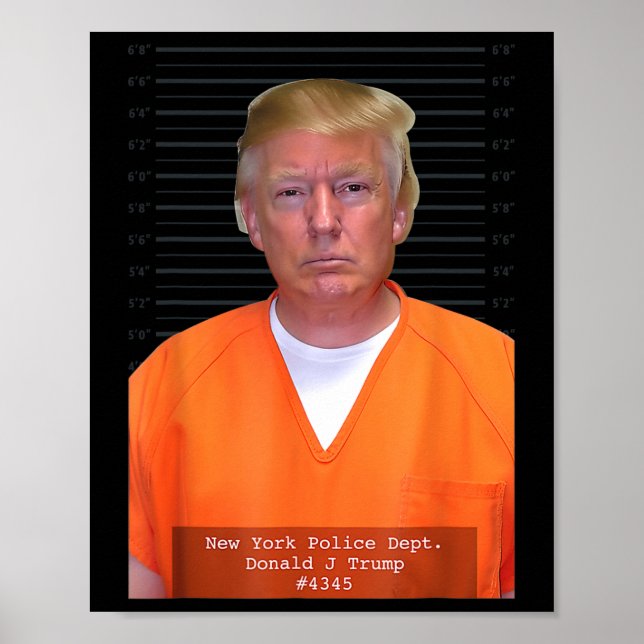 Póster Parodia del traje de jugada de Trump Mug Shot Rang (Frente)