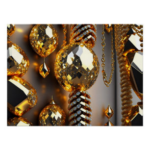 Póster ¡Parpadea! Hermoso collar de joyería caótica en or