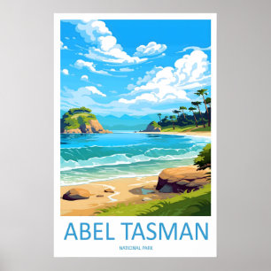 Póster Parque Abel Tasman Esquí Nacional Vintage Viaje