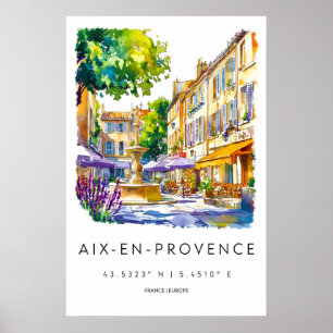 Póster Parque Acuarela Aix En Provence Viaje Nacional