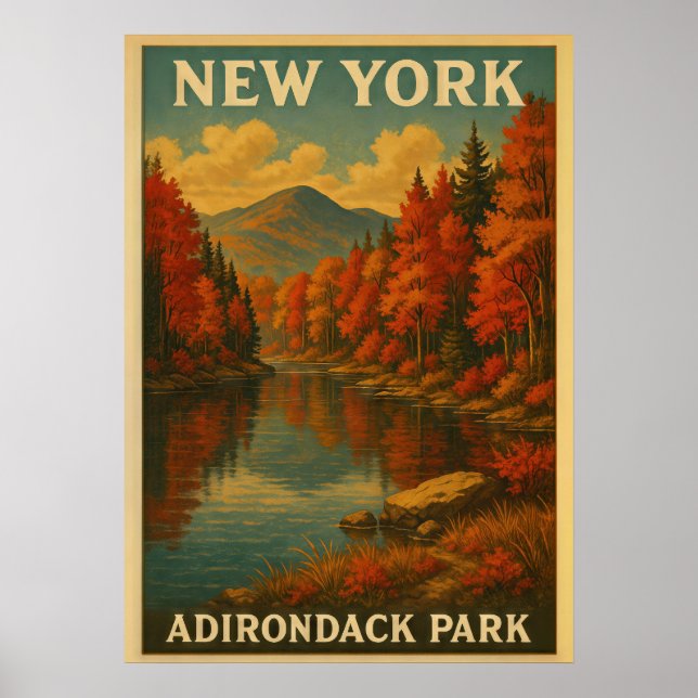 Póster Parque Adirondack V01 de Nueva York (Frente)