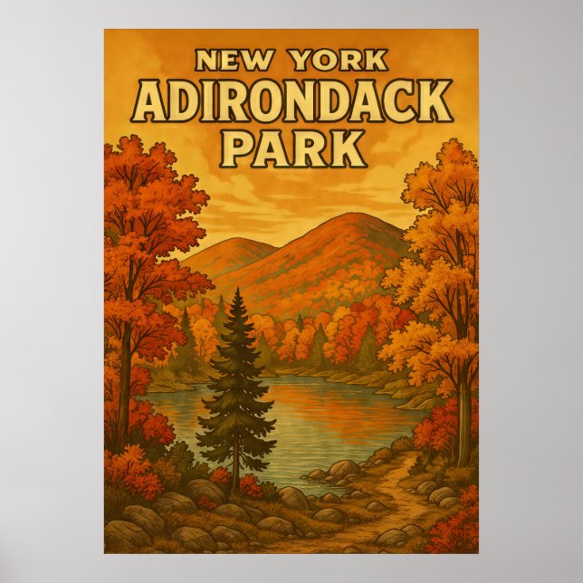 Póster Parque Adirondack V02 de Nueva York (Frente)