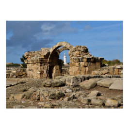 Póster Parque arqueológico de Paphos, ruinas y faro