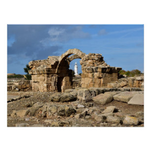Póster Parque arqueológico de Paphos, ruinas y faro