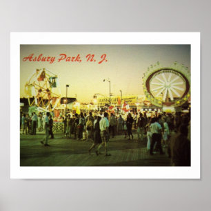 Póster Parque de Asbury, diversiones de NJ en el paseo