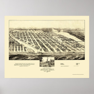 Póster Parque de Asbury, mapa panorámico de NJ - 1897