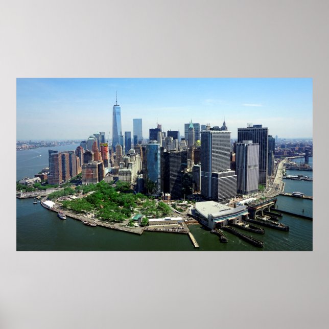 Póster PARQUE DE BATERÍA y SKYLINE DEL SUR DE MANHATTAN (Frente)