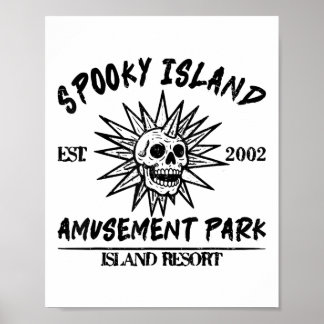 Póster Parque de diversiones Isla Spooky Vintage Est 2002