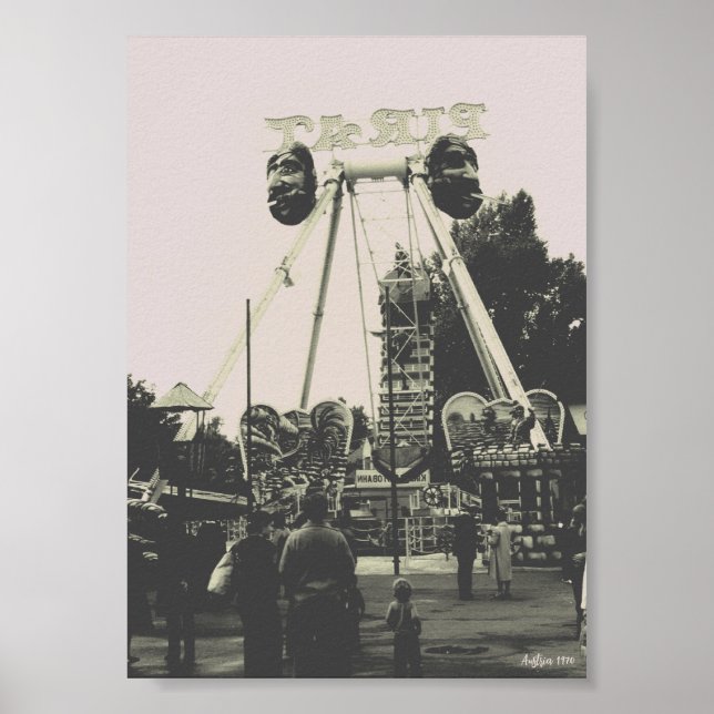 Póster Parque de diversiones Vintage Austria Viena Prater (Frente)