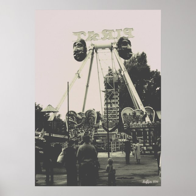 Póster Parque de diversiones Vintage Austria Viena Prater (Frente)