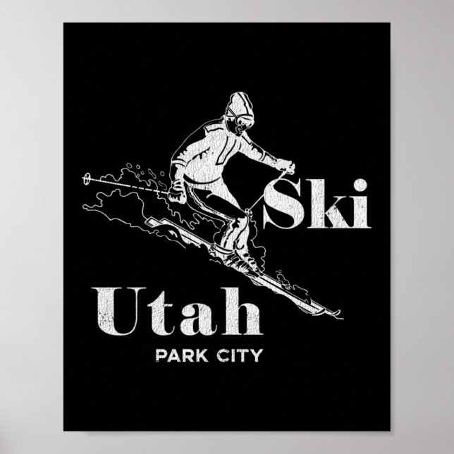 Póster Parque de esquí Utah City Long Sleeve Ski Tee (Frente)