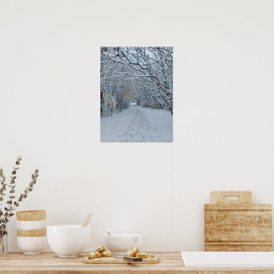 Póster Parque de nieve Winter Wonderland Tarjeta en blanc