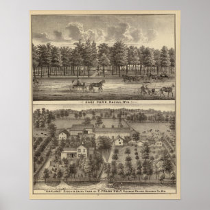 Póster Parque del este, Racine y granja de Oakland