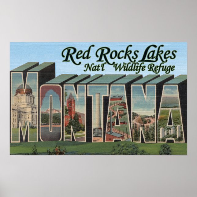 Póster Parque del Lago Red Rocks, Montana (Frente)