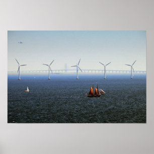 Póster Parque eólico de Middelgrunden, Oresund, Dinamarca