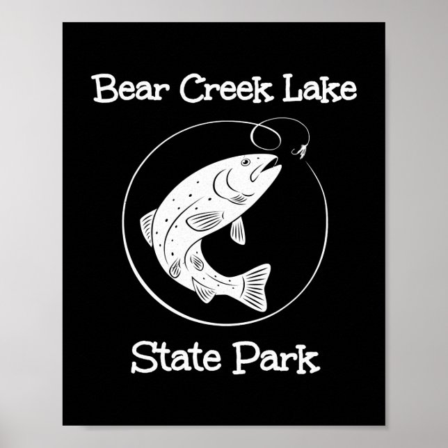 Póster Parque Estatal Bear Creek Lake Pescado Camping (Frente)