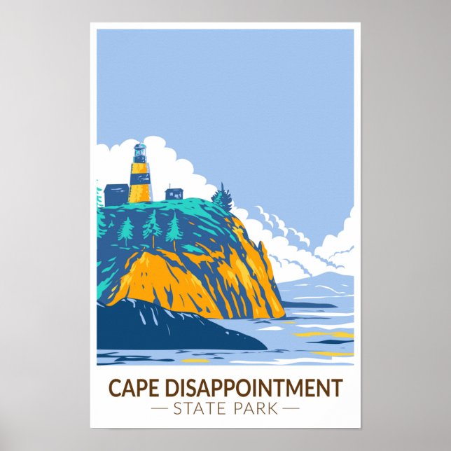 Póster Parque Estatal Cabo Desesperanza Washington Vintag (Frente)