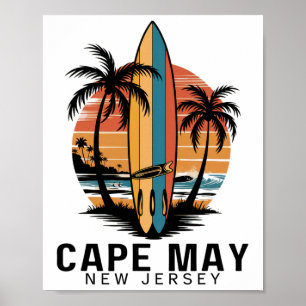Póster Parque Estatal Cape May Point Nueva Jersey Surfing