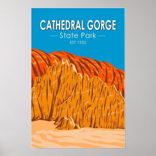 Póster Parque Estatal Cathedral Gorge Nevada Vintage (Frente)