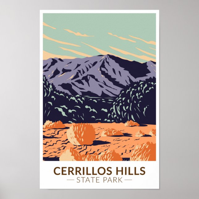 Póster Parque Estatal Cerrillos Hills Nuevo México Vintag (Frente)