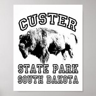 Póster Parque Estatal Custer Dakota del Sur Búfalo Natura