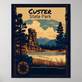 Póster Parque estatal Custer Vintage