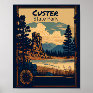 Póster Parque estatal Custer Vintage
