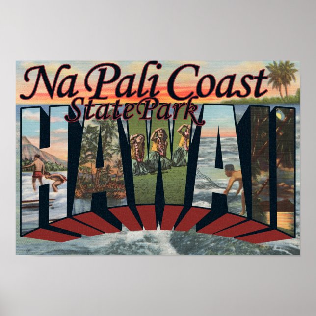 Póster Parque Estatal de la Costa de Na Pali, Hawaii (Frente)