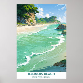 Póster Parque Estatal de la Playa de Illinois
