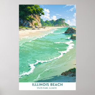 Póster Parque Estatal de la Playa de Illinois