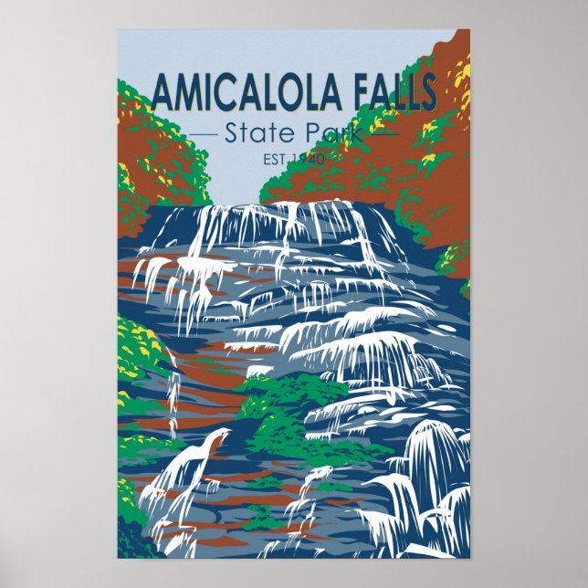 Póster Parque estatal de las Cataratas Amicalola (Frente)